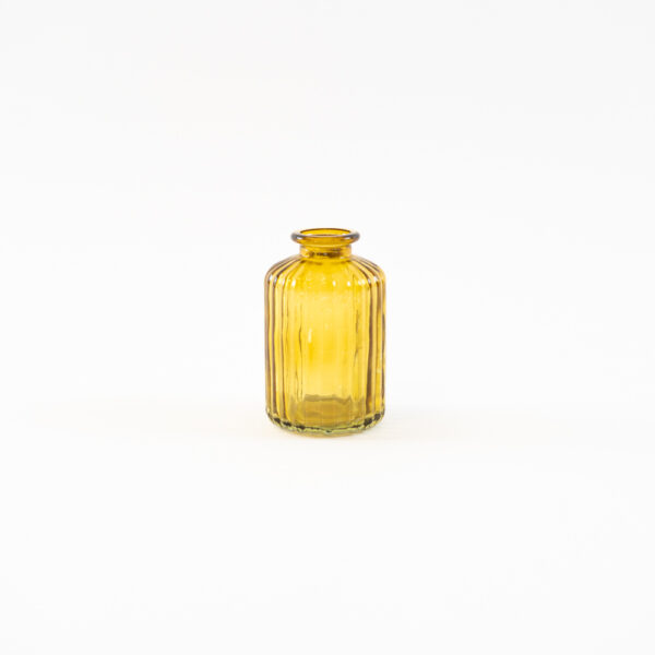 Skleněná vázička olejově žlutá 10 cm