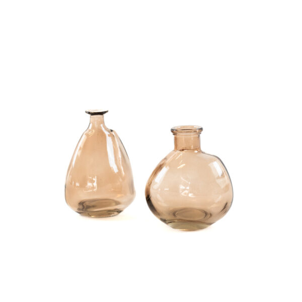 Skleněná vázička světle hnědá 11-12 cm