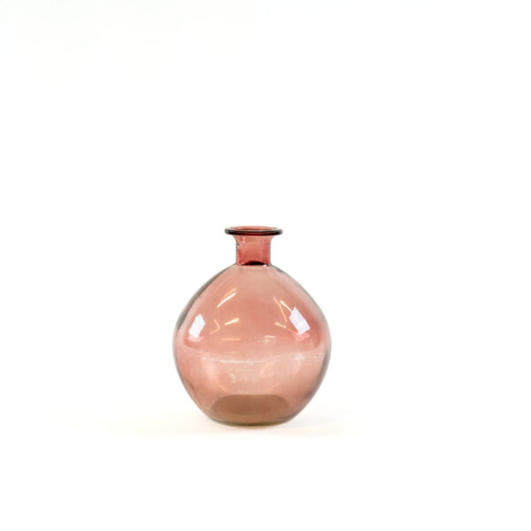 Skleněná vázička růžová 15 cm
