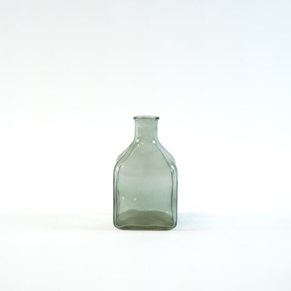 Skleněná vázička šedo-zelená 14 cm