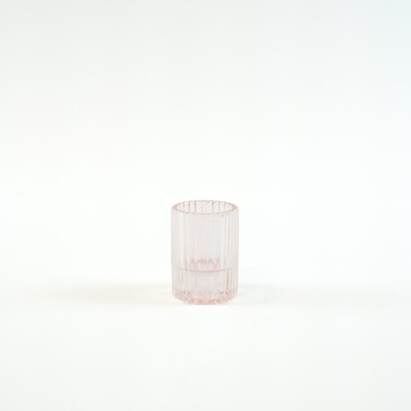 Oboustranný skleněný svícen světle růžový - 7,5 cm