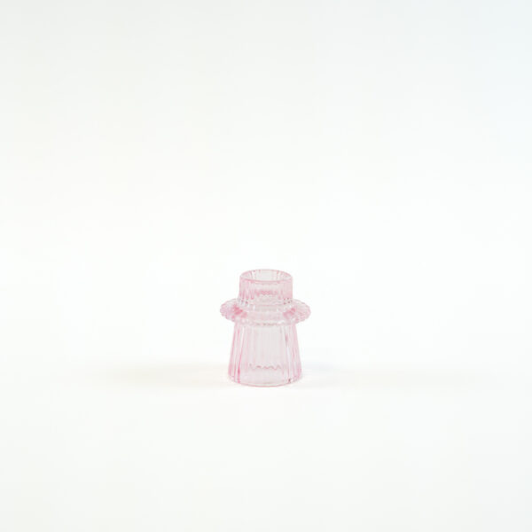 Oboustranný skleněný svícen růžový - 7 cm