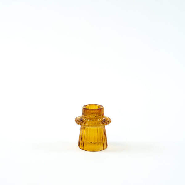 Oboustranný skleněný svícen - jantarový - 6,5 cm