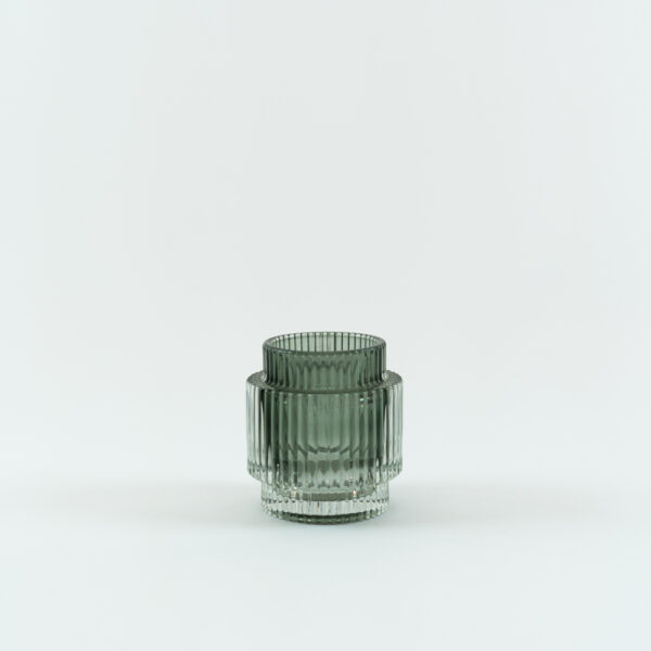 Skleněný svícen na čajovou svíčku - zelený - 9,5 cm