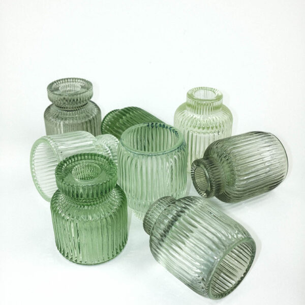 Oboustranný skleněný svícen - světle zelený - 8 ks sada