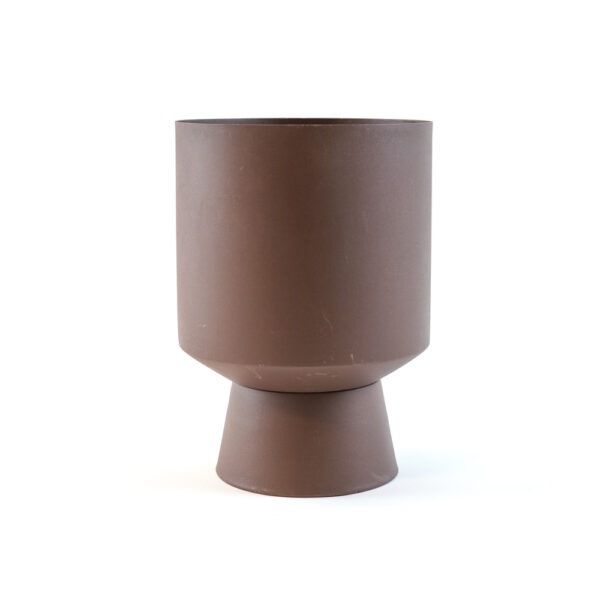 Kovová hnědá industriální váza/květináč 28 cm