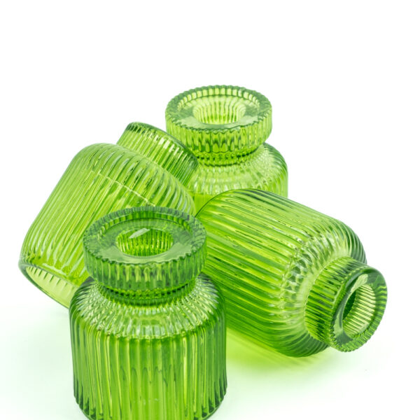 Oboustranný skleněný svícen láhvově zelený - 8 cm - sada 4ks