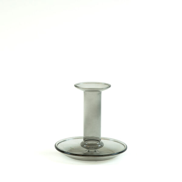 Skleněný svícen na kónickou svíčku šedý - 10 cm