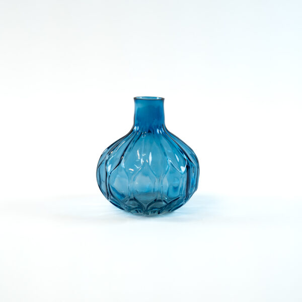 Skleněná vázička elegantní modrá 14 cm