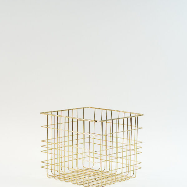 Kovový koš/organizér zlatý