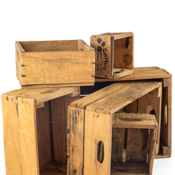 Sada 6 dřevěných bedýnek - mix velikostí