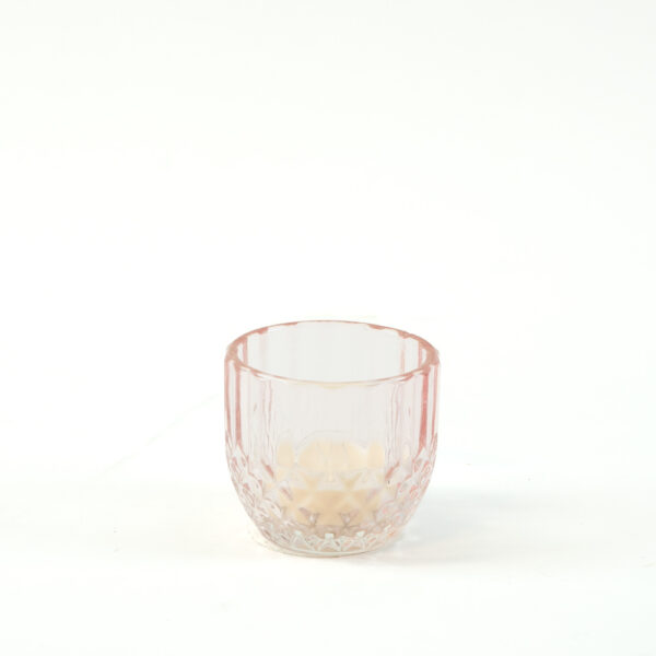 Skleněný svícen na čajovou svíčku  - světle růžový - 6 cm