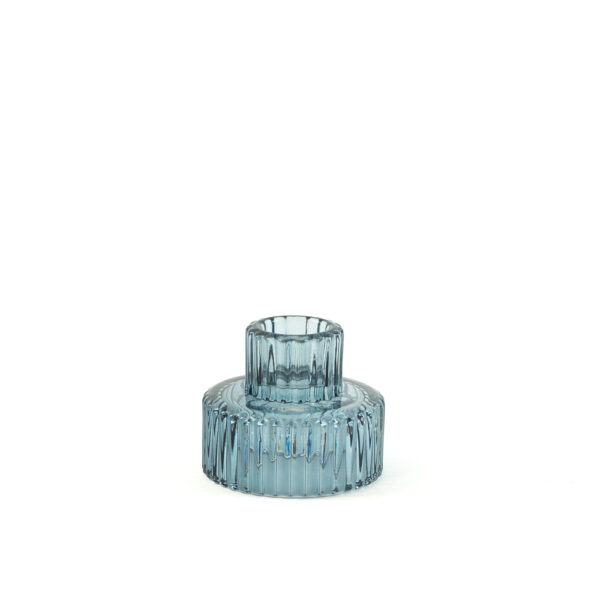 Oboustranný svícen na svíčku - modrošedý 5,3 cm