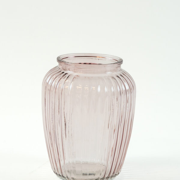 Skleněná váza růžová 19 cm