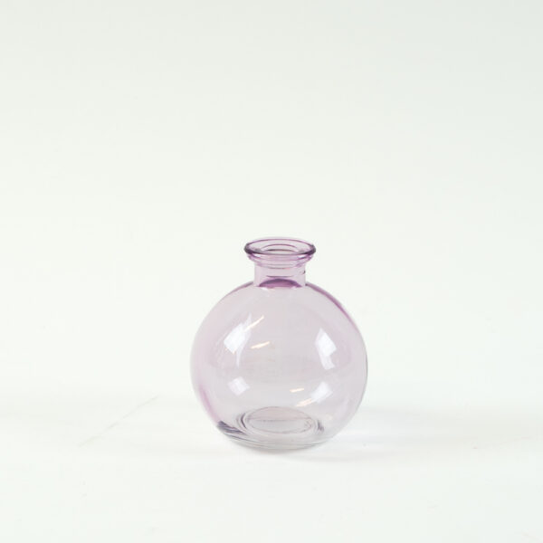 Skleněná vázička kulatá fialová, 10 cm