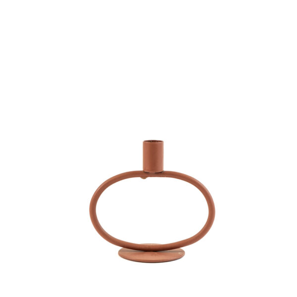 Kovový svícen na kónickou svíčku - cihlová - 14 cm