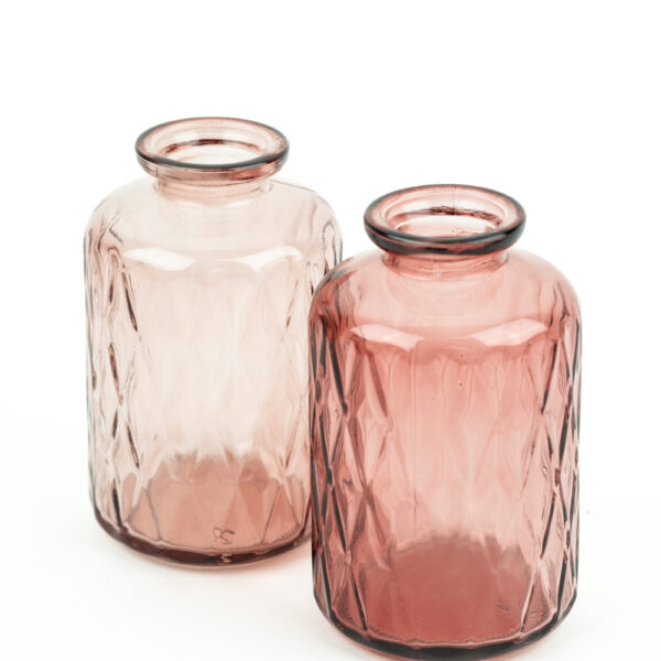 Skleněná vázička růžová "dva odstíny" - 10 cm