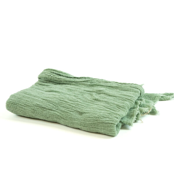 Běhoun na stůl gáza Sage Green - delší 260 cm