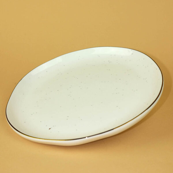 Talířek bílý s černými stříkanci a zlatým detailem - 18cm