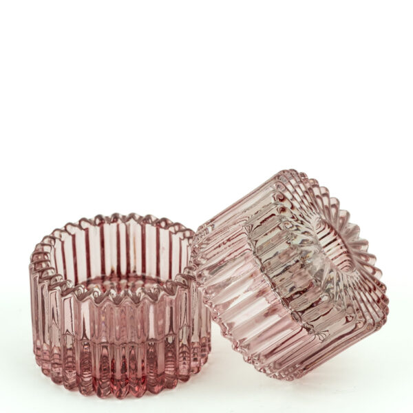 Skleněný oboustranný svícen růžový - 5 cm