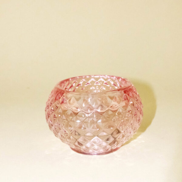 Skleněný svícen půlkulatý oboustranný růžový 4,5 cm