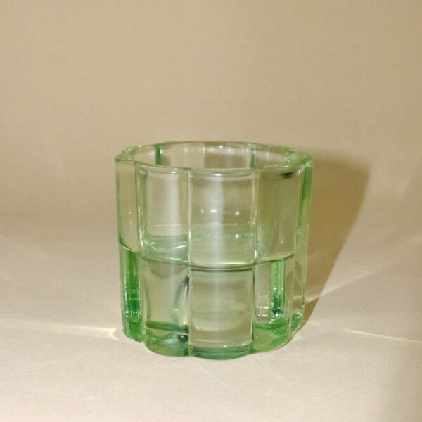 Skleněný svícen oboustranný zelený 5 cm